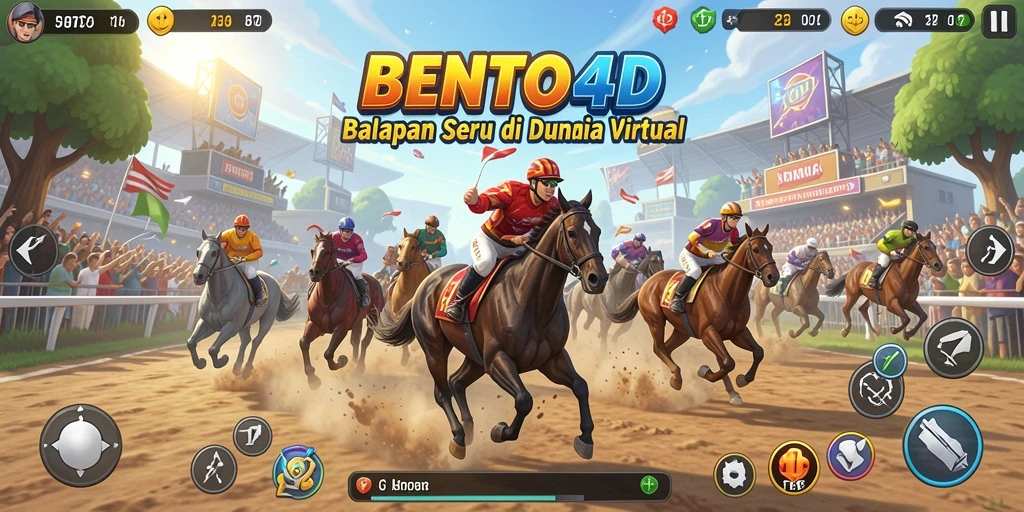 Screenshot gameplay BENTO4D menampilkan aksi balapan yang mendebarkan.