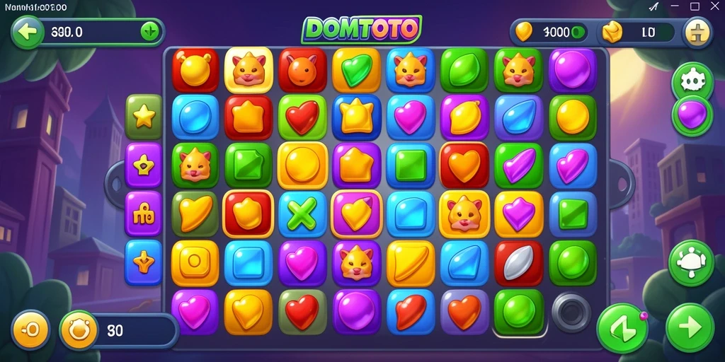 Screenshot gameplay DOMTOTO yang menampilkan suasana adiktif Match-3.