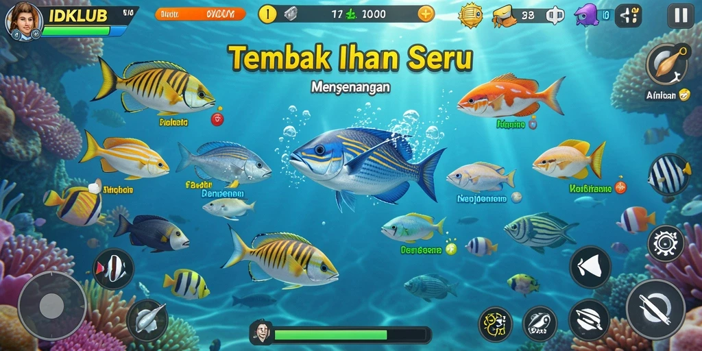 Tangkapan layar gameplay IDKLUB menampilkan aksi seru Tembak Ikan.