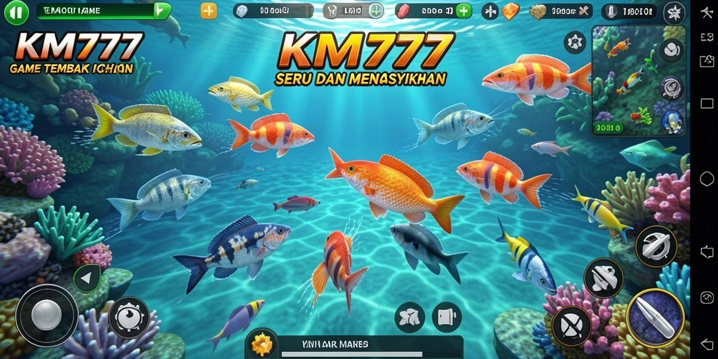 Tampilan gameplay yang seru saat menangkap ikan di KM777.