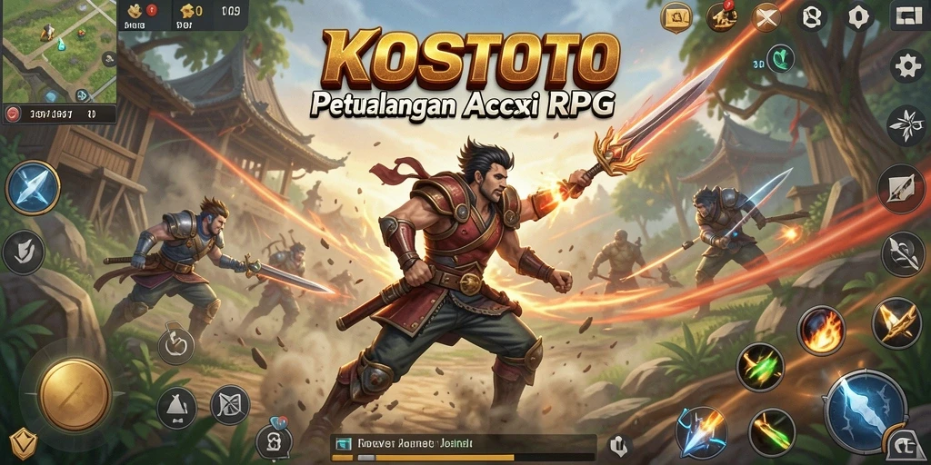 Tampilan gameplay epik KOSTOTO dengan aksi berintensitas tinggi.
