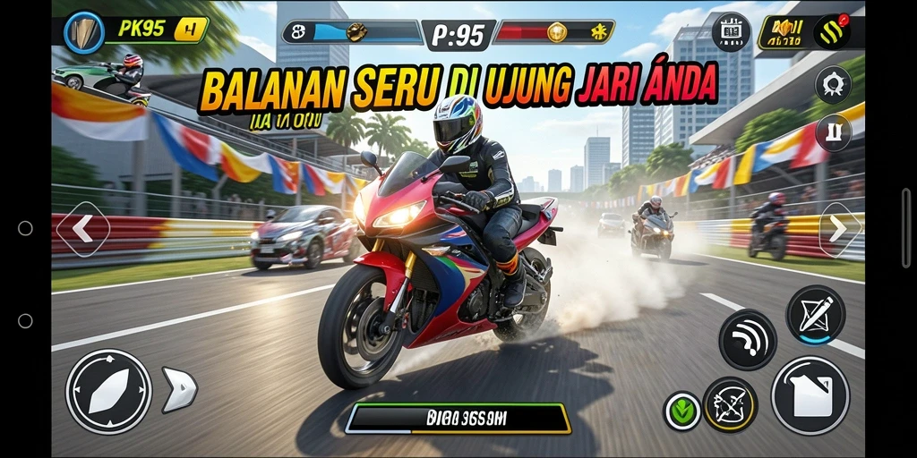 Gameplay PK95 yang seru dan menantang di lintasan balapan.