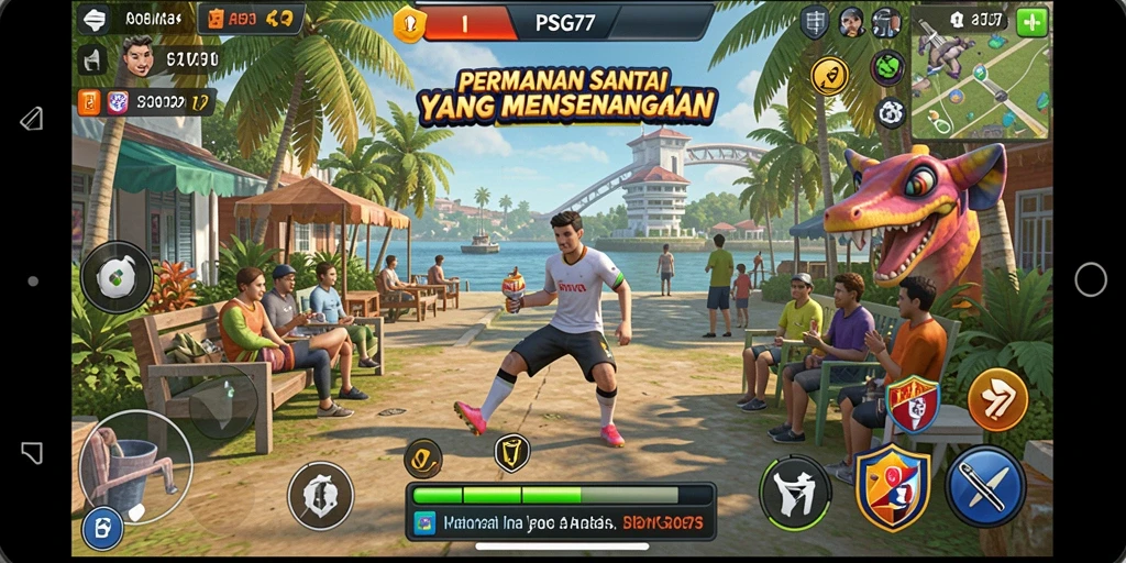 Screenshot PSG77 menampilkan gameplay yang penuh warna dan menyenangkan.