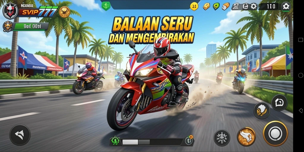Screenshot SVIP777 menampilkan balapan motor yang seru dan adrenalin tinggi.